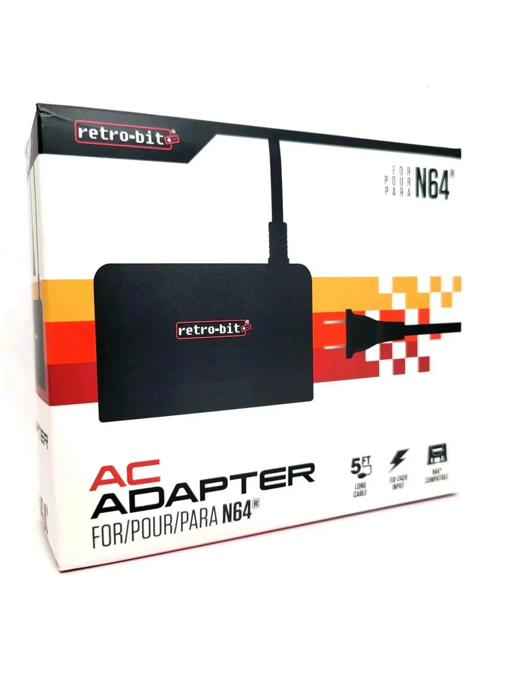 AC Power Supply Adapter Cord Cable (Nintendo N64) Retrobit - NEW IN BOX!